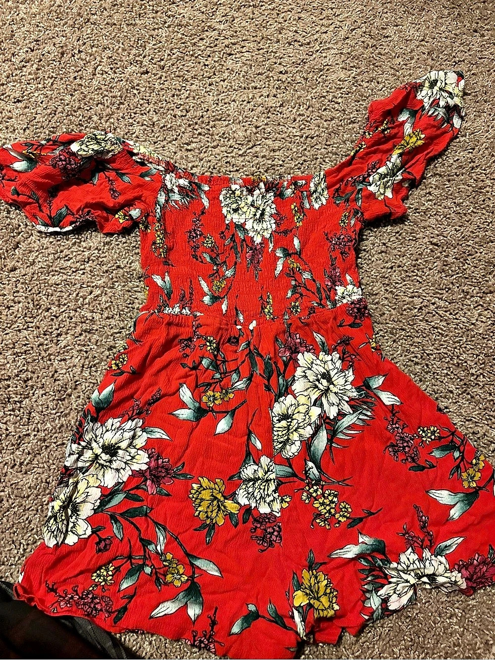 Lilly Rose Floral Mini Dress in Red Size XS